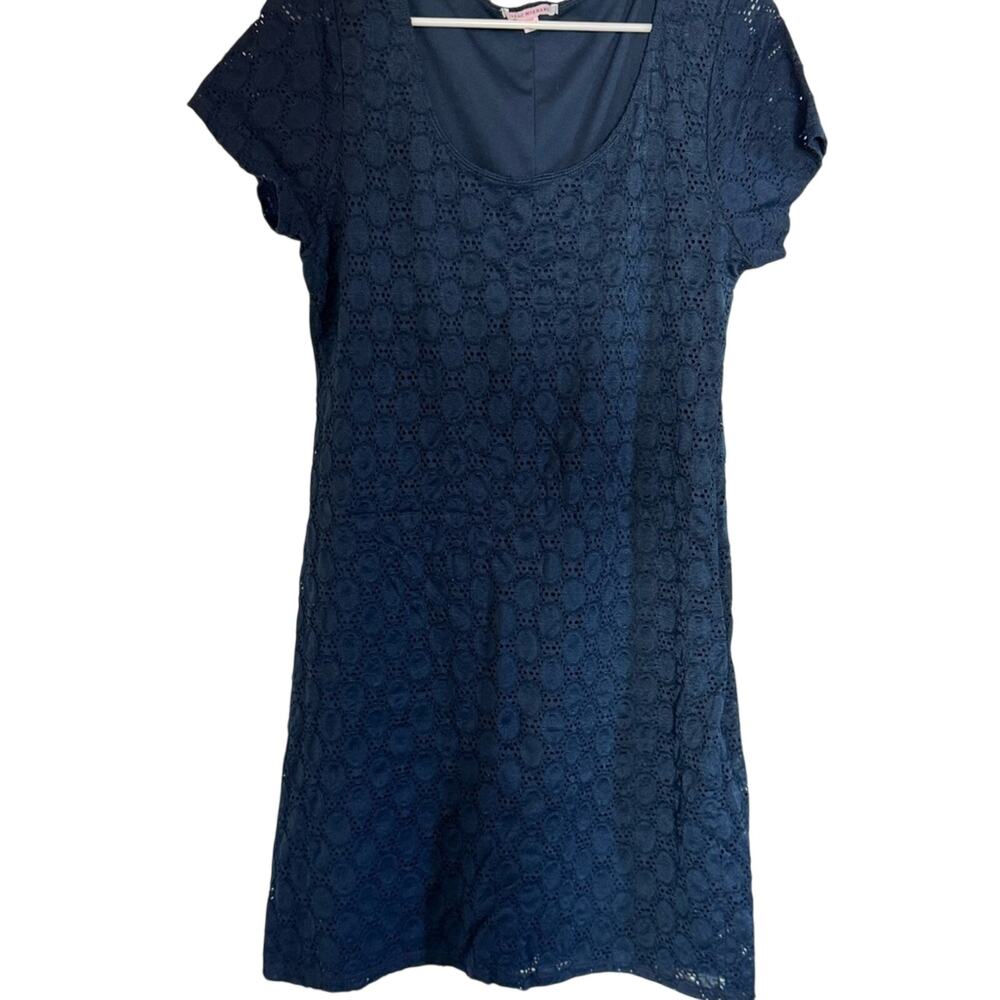 Isaac Mizrahi Navy Blue Mini Knee Length Lace Dress Short Sleeve, Womens XL